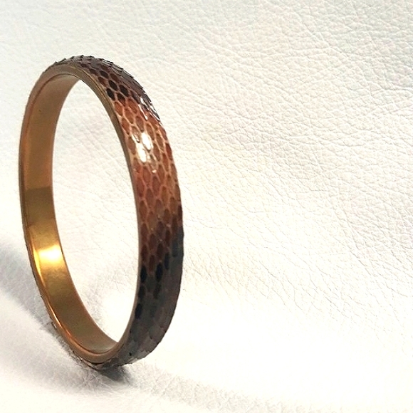 Hand Painted Python Snakeskin/ Bangle Bracelet/ Handcrafted by J.Monique - Picture 10 of 12